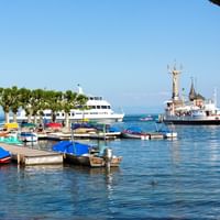 Harbor view of Imperia statue