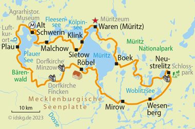 Mecklenburg Lakes Cycle Map round tour