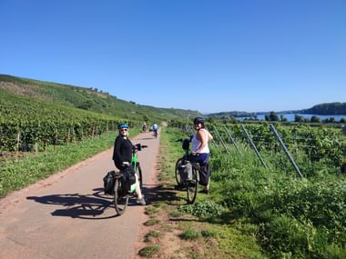 Zwei Radlerinnen zwischen Nierstein und Eltville