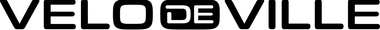 Schwarzes Velo de Ville Logo mit fetter serifenloser Schrift auf weißem Hintergrund.