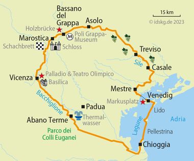 Venezia cycle map round tour with charm