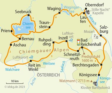 Cycle map Chiemsee Brechtesgardener Land round tour