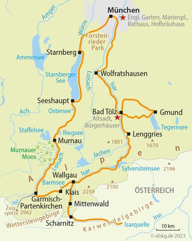 Cycle map of the Munich Lakes