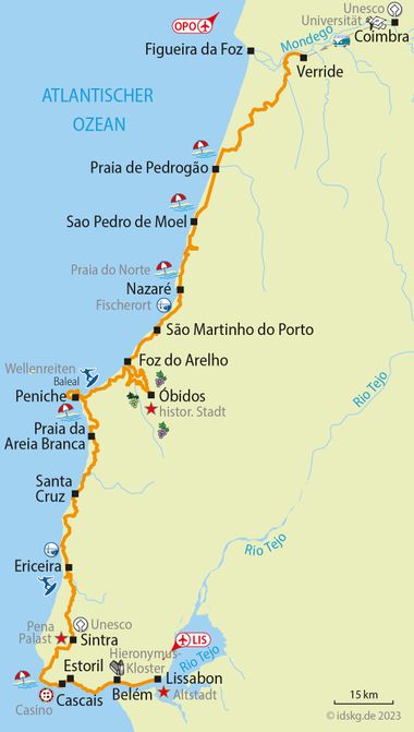 Atlantic Coast Tour Coimbra Lisbon Cycling Map
