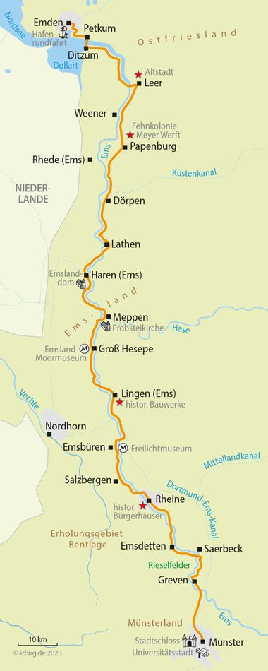 Ems Cycle Map Muenster to Emden