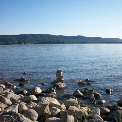 Lake shore with panorama