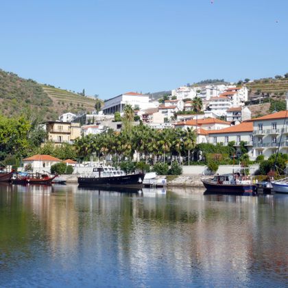 By the Douro river with a view of Pinhao