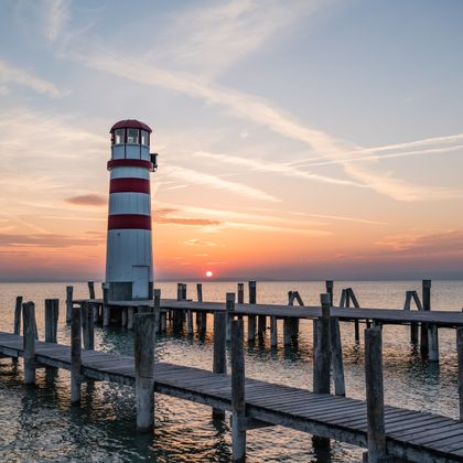 Sunset at the lighthouse by Lake Neusiedl