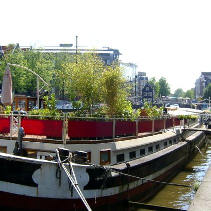 Ship in canal in Amsterdam