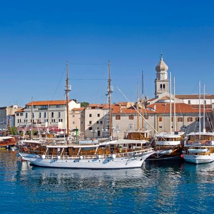Island of Krk with ships