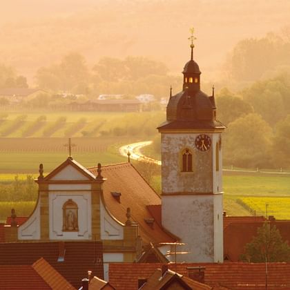 Sommerach Church at dusk Franconian wine country
