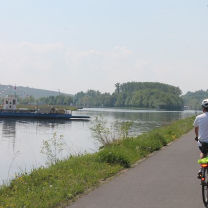 Cycle path along the shore near Schweinfurt